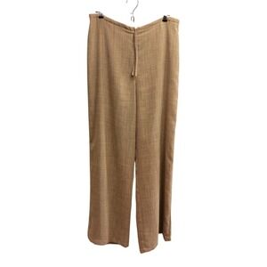 Yansi Fugel Women's Wide Leg Tan Dress Twill Pants Sz  34 Polyester Androgynous